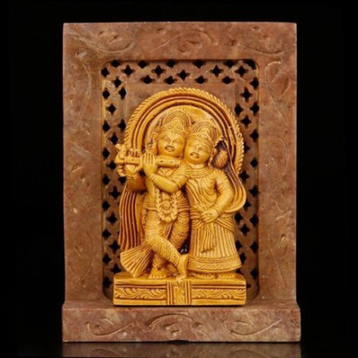 

Collectible India Hindu God Goddess Radha Krishna Idol Stone Murti Handcarved Statue Decorative Showpiece - 11.25 cm(Stoneware, Multicolor)