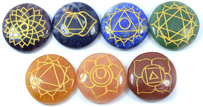 

Reki Crystal Products 7 Chakra Symbol Engraved Set Decorative Showpiece - 0.5 cm(Crystal, Multicolor)