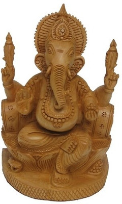 

Craft International Lord Ganesha Decorative Showpiece - 20 cm(Wooden, Brown)