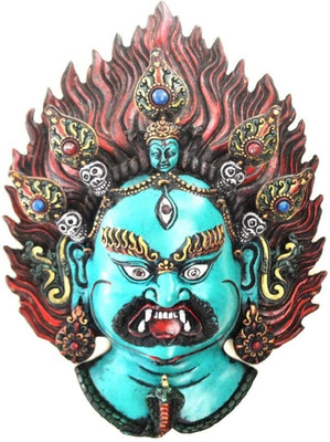 

Collectible India Large Mahakala - Tibeten Wall Sculpture - Antique Finish Bhairav Shiva Hanging Mask Decorative Showpiece - 33 cm(Ceramic, Green)