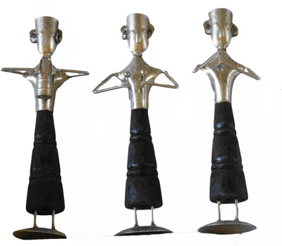 

Neyari tribal musicians Decorative Showpiece - 32 cm(Alloy, Wooden, Brown, Silver)
