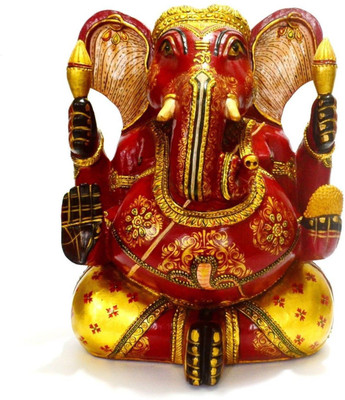 

Collectible India Lord God Ganesh Statue Decorative Showpiece - 30 cm(Wooden, Multicolor)