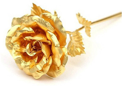 

Tofa 24 Kt Gold Foiled Rose Flower 19 cm Best Gifting Option to show your loved one Decorative Showpiece - 19 cm(Wooden, Gold)