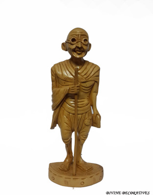 

DivineCrafts Decorative Gandhi Statue Decorative Showpiece - 15.5 cm(Wooden, Brown)