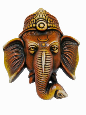 

KatieKraft Ganpati Face Decorative Showpiece - 30 cm(Earthenware, Brown)