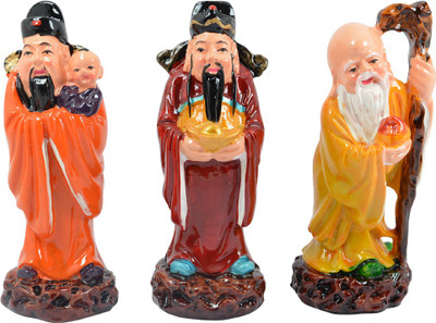 

Reiki Crystal Products Vastu / Feng Shui / Fuk Luk Sau For Family Protection And Health Wealth Or Happiness, Three Goddesses "Fuk Luk Sau" for Health Wealth and Happiness 3 Wise Men Decorative Showpiece - 10 cm(Polyresin, Multicolor)