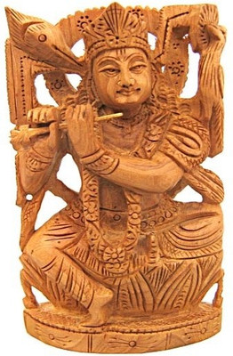 

Chitra Handicraft Krishna Decorative Showpiece - 15 cm(Wooden, Brown)