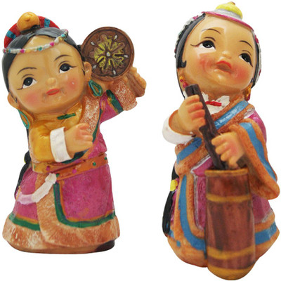 

DivyaMantra Set Of Tibetan Ethnic Dolls (4457) Decorative Showpiece - 12.5 cm(Polyresin, Multicolor)