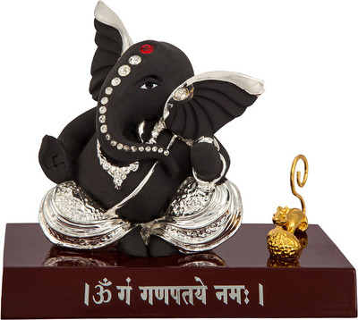 

Siri Creations Ganesha idol with Foil and Enamel Decorative Showpiece - 10 cm(Silver Plated, Multicolor)