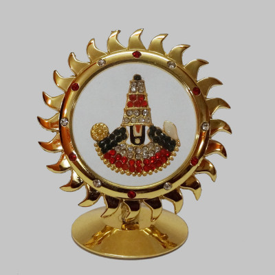 

JRG Gold Plated Stone Work Balaji Stand Decorative Showpiece - 8 cm(Gold Plated, Multicolor)