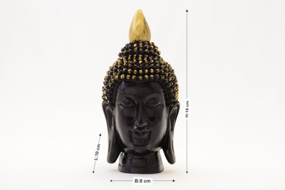 

K&P Buddha Face Regular Black Decorative Showpiece - 18 cm(Polyresin, Multicolor)