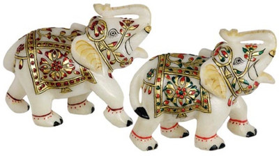 

Anshul Fashion Marble Meenakari Elepahant Pair Decorative Showpiece - 8.89 cm(Stoneware, Multicolor)