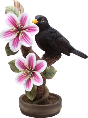 

shivika enterprises black bird sitting on flower branch Decorative Showpiece - 28 cm(Polyresin, Black)