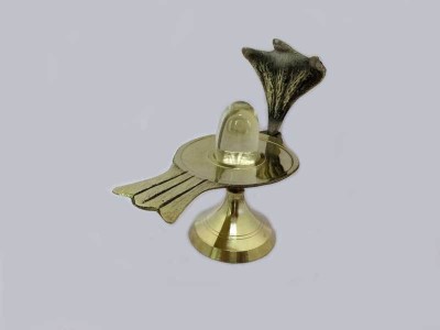 Sitare 42.21 gms Shiva Shivling with 120 ct. Sphatik Lingam Decorative Showpiece  -  8.5 cm(Brass, Beige)