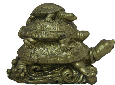 

Aaradhi Feng Shui Three Tiered Tortoises for Money Decorative Showpiece - 8 cm(Polyresin, Brown)