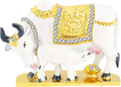 

Kulin Kamdhenu Cow With Om For Home Decor | Gifting Decorative Showpiece - 4.5 cm(Gold Plated, White)