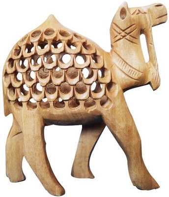 

Rangelo Rajasthan Handicraft wooden Jali work Camel Decorative Showpiece - 10 cm(Wooden, Yellow)