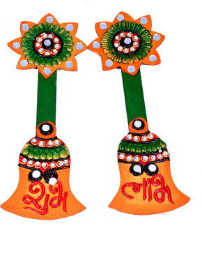 Craft Trade Multicolor Paper Mache Shubh Labh Hanging Wall Decorative Showpiece - 11 cm(Wood, Multicolor)