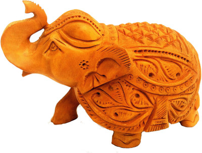 

Thart Wooden Elephant Carving Decorative Showpiece - 8.2 cm(Wooden, Brown)