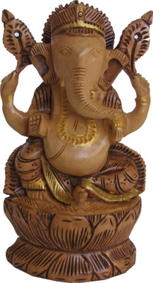 

Craft International Chattar Ganesha Brown & Gold Colour - 5 Inch Decorative Showpiece - 15 cm(Wooden, Brown)