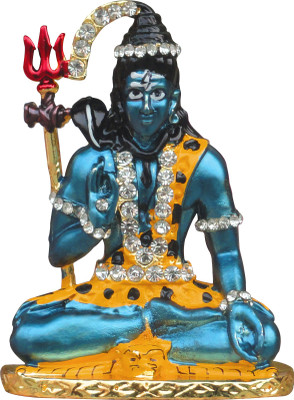 

Tied Ribbons Shiva idol Decorative Showpiece - 5.5 cm(Gold Plated, Blue)