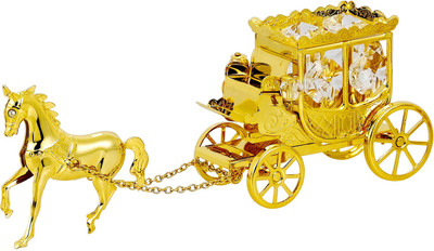 

Gold n Gem Horse With Carriage 24k Gold Plated Gift Studded With Swarovski Crystals Decorative Showpiece - 6 cm(Gold Plated, Gold)