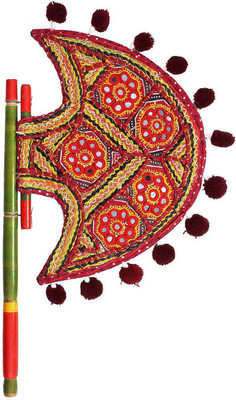 

Halowishes Kutch Gujarati Art Work Ethnic Colorful Hand Fan 371 Decorative Showpiece - 40 cm(Cotton, Multicolor)