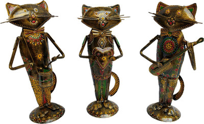 

Sancheti Art Cat Musician Decorative Showpiece - 35 cm(Iron, Gold, Multicolor)