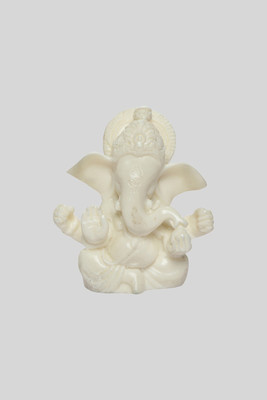 

Heeran Art Ganesha Ashirwad Decorative Showpiece - 8 cm(Microfibre, White)