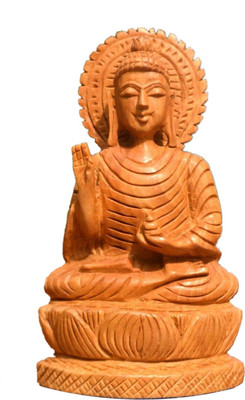 

Collectible India Buddha Statue Hand Carved Decorative Showpiece - 12 cm(Wooden, Brown)