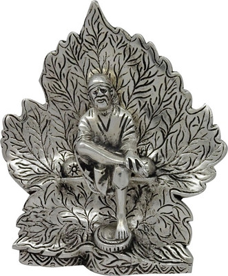 

Jupiter Elite Sai Baba in Leaf Decorative Showpiece - 14 cm(Aluminium, Silver)
