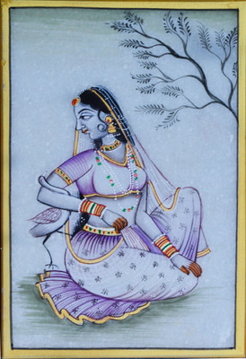 

eCraftIndia Gorgeous Ragini Painting with Swan Decorative Showpiece -(Stoneware, Multicolor)