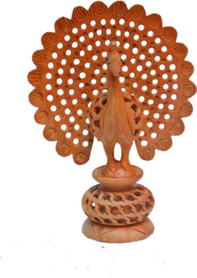 

India Get Shopping Handmade Beautiful Wooden Jaali Dancing Peacock Decorative Showpiece - 12 cm(Wooden, Brown)