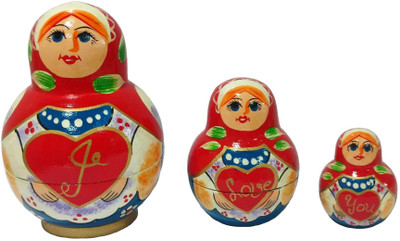 

Meena Handicrafts I Love You Sets Decorative Showpiece - 10 cm(Wooden, Red)