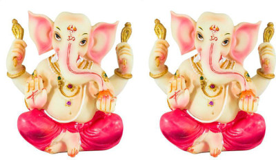 Gods & Gifts Lord Ganesha | Ganesh | Ganpati ( Combo of 2 Statues) Showpiece - 12 cm(Polyresin, Multicolor) available at flipkart for Rs.550
