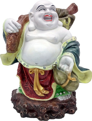 

Art N Hub Multicolour Feng Shui Laughing Buddha Handicraft Idol Lord Gautam Buddha Statue Decorative Spiritual Vastu Showpiece Figurine - Religious Gift item & Murti for Mandir / Temple / Home Decor / Office Decorative Showpiece - 24 cm(Earthenware, Multi
