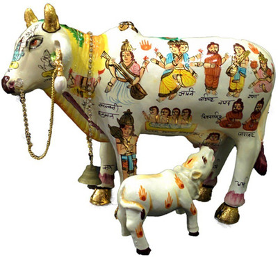 

Purpledip Cow Decorative Showpiece - 12 cm(Polyresin, Multicolor)