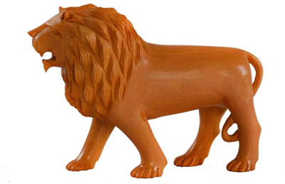 

eCraftIndia Hand Carved Lion Decorative Showpiece - 7.62 cm(Wooden, Brown)