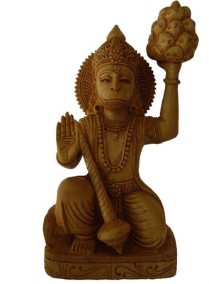 

JaipurCrafts Lord Hanuman With Mountain Decorative Showpiece - 15.24 cm(Wooden, Brown)
