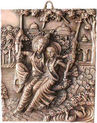 Apkamart Radha Krishna Wall Hanging 15 Inch Decorative Showpiece - 39 cm(Cast Iron, Copper)
