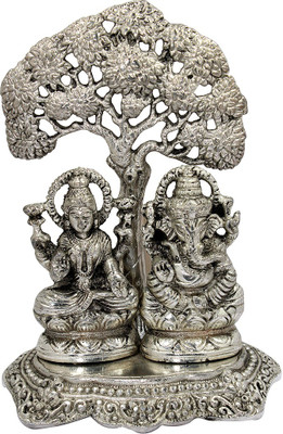 

Soujanya Tree Lakshmi Ganesh Decorative Showpiece - 17 cm(Aluminium, Silver)