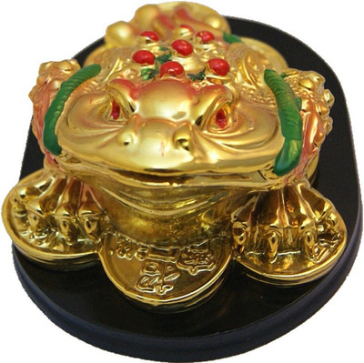 

DivyaMantra Feng Shui Three Legged Money Toad for Fortune Decorative Showpiece - 5.5 cm(Polyresin, Yellow)