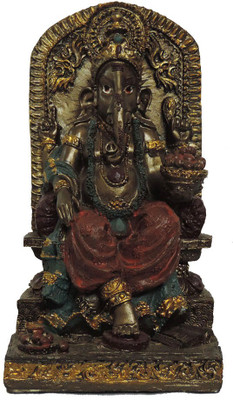 

Crafts and you MULTICOLOR IDOL GANESH JI FOR WORSHIP Decorative Showpiece - 19 cm(Polyresin, Dark Green, Red, Gold)