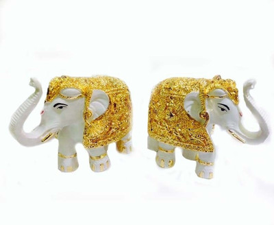 7% OFF on Tofa Elephant Pair Decorative Showpiece - 9 cm(Gold Plated, White, Gold) 7% OFF on Tofa Elephant Pair Decorative Showpiece - 9 cm(Gold Plated, White, Gold)