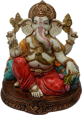 

The Nodding Head Lord Ganesha Sitting Statue (Red) Decorative Showpiece - 18 cm(Polyresin, Multicolor)