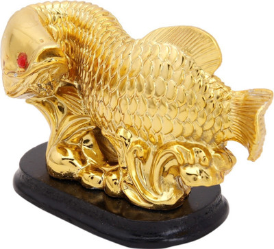 

Creative Gifts Feng Shui Arowana On Bed Of Wealth Medium Decorative Showpiece - 10 cm(Polyresin, Yellow)