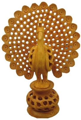 

Chitra Handicraft Peacock Decorative Showpiece - 14 cm(Wooden, Brown)