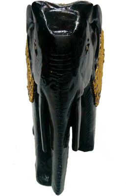 

Ratoomals Wooden Elephant W/Golden Beads Decorative Showpiece - 15 cm(Wooden, Brown)