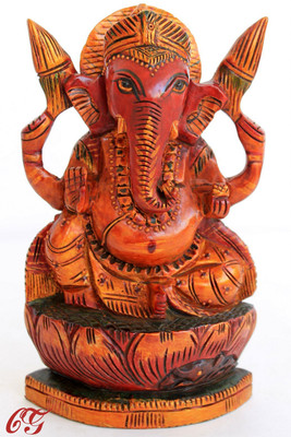 

Craft International Wooden Ganesh Statue Painted - 6 Inch Decorative Showpiece - 15 cm(Wooden, Brown)