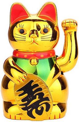 

Starstell Plastic Electric Waving Feng Shui Lucky Welcome Cat Decorative Showpiece - 16 cm(Plastic, Gold)